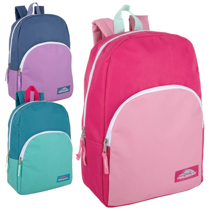 Wholesale 15 Inch Two Tone Girls Backpacks