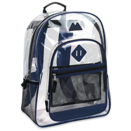 Wholesale 18 inch Clear Pvc Backpack in Blue Transparent Durable and Stadium approved for School and Events