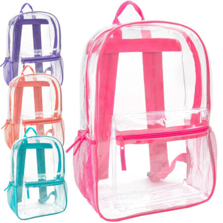 Wholesale 17 Inch Clear Pvc Girls Backpack 4 Assorted Colors