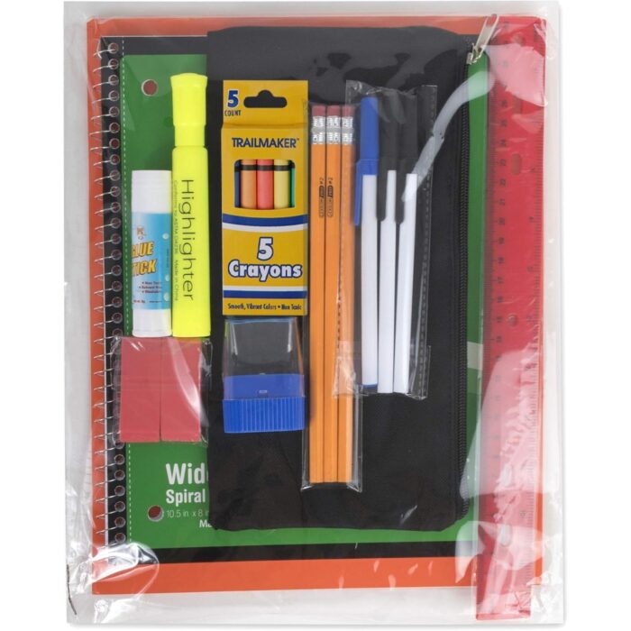 Wholesale 17 Inch printed backpack with 20 piece school supplies kit