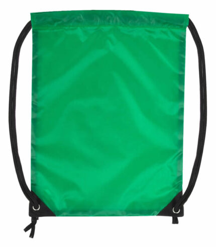 18 inch basic drawstring bag in green color for school gym and sports use