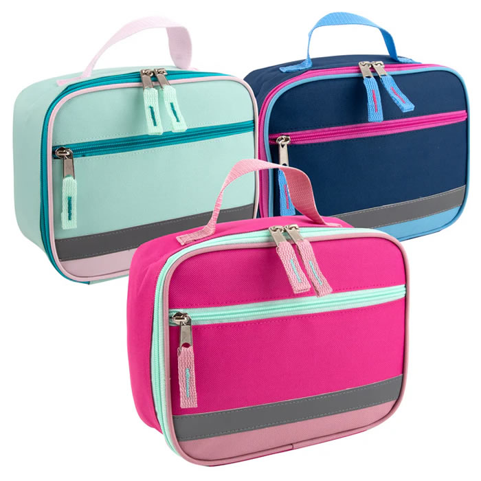 wholesalefridgepakreflectivestraplunchbag3girlcolors IntoWholesale