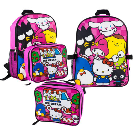 Hello Kitty Friends 16 inch backpack with detachable lunch kit and ice cream design