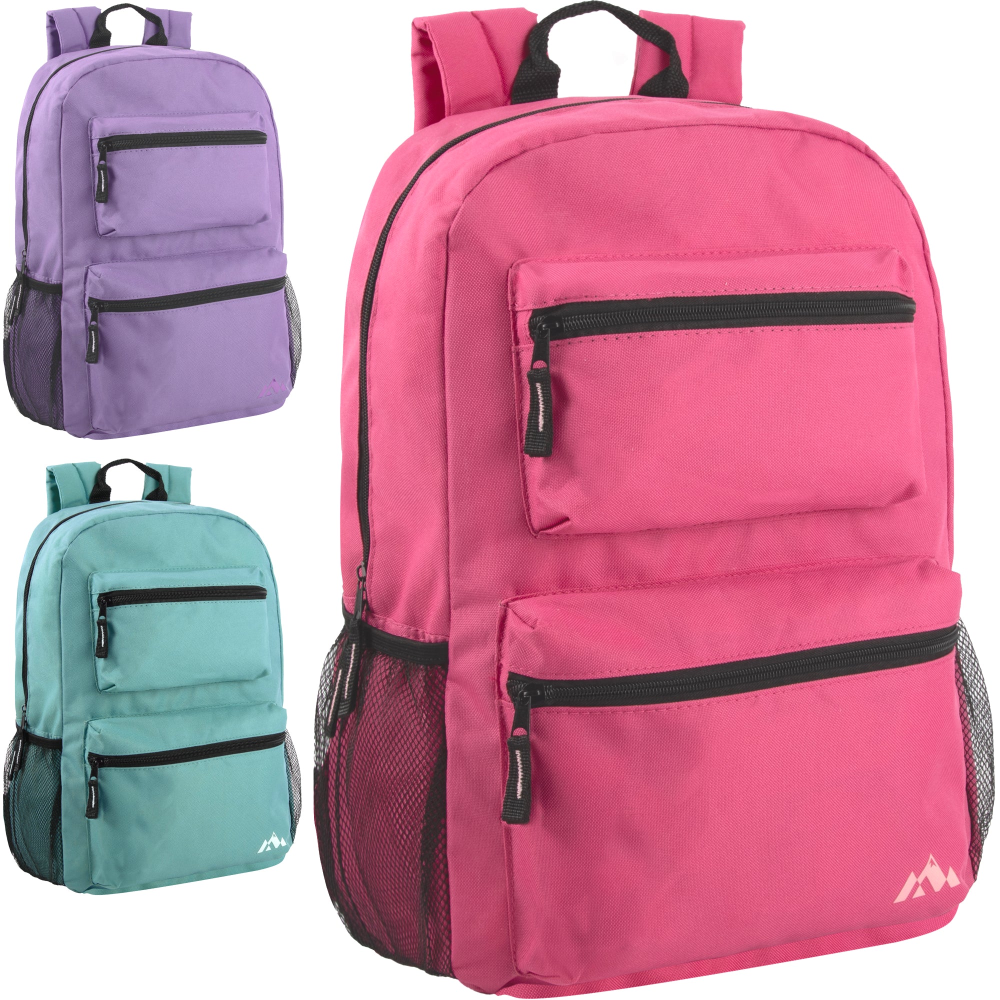 Wholesale 17 Inch Double Front Pocket Backpack 3 Pastel Colors IntoWholesale 17 inch double front pocket backpack in 3 pastel color options
