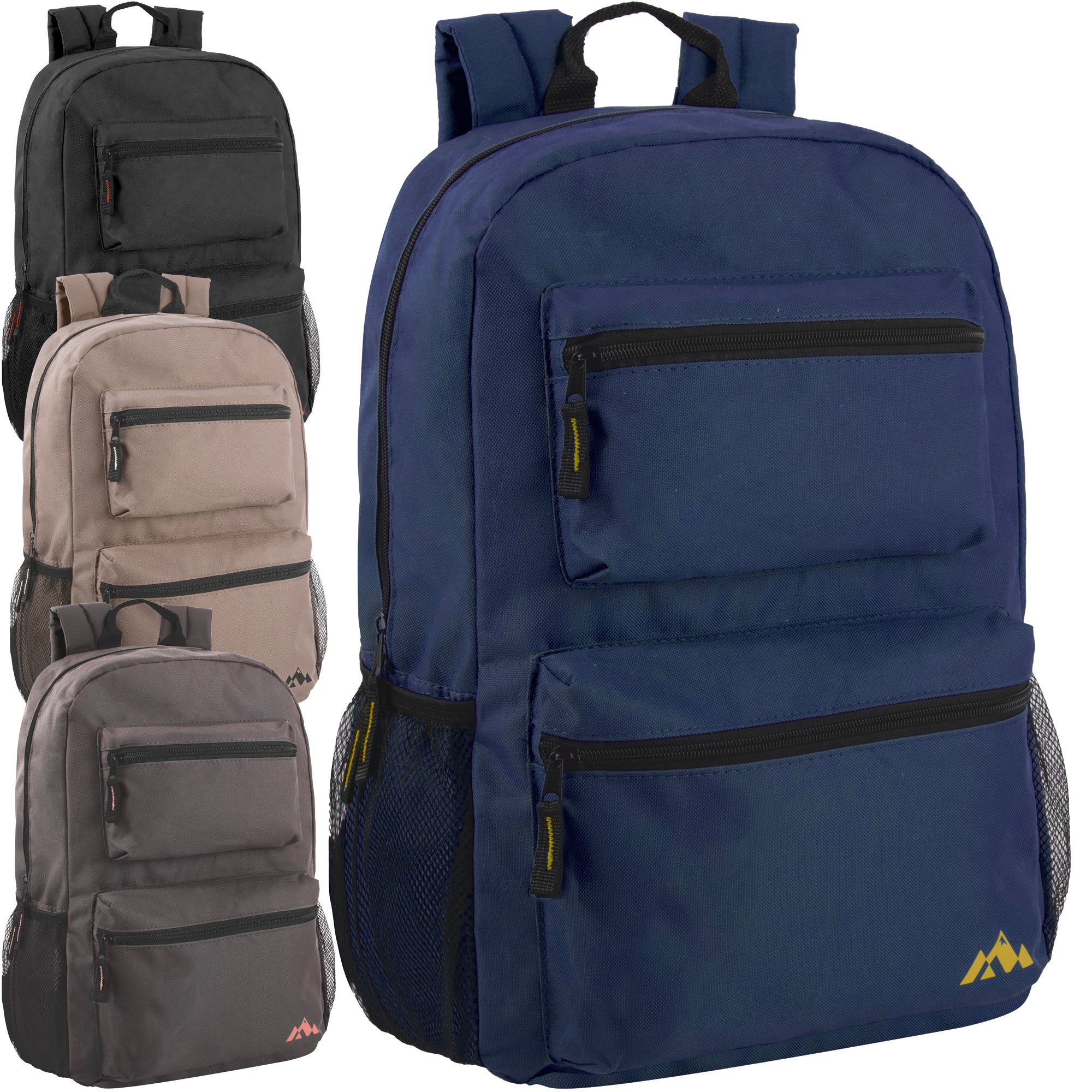 Wholesale 17 Inch Double Front Pocket Backpack 4 Colors IntoWholesale 17 inch double front pocket backpack available in 4 assorted colors