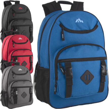 18-inch Mountain Edge double buckle backpack with laptop section in assorted colors