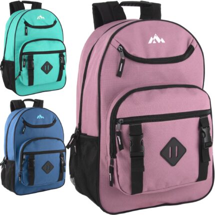 18-inch Mountain Edge double buckle backpack with laptop section in girls colors