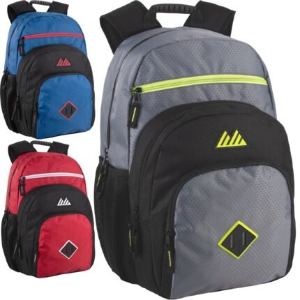 19 inch double dome backpack with laptop sleeve in assorted colors