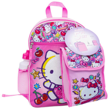 Hello Kitty 5 piece backpack set with matching school accessories