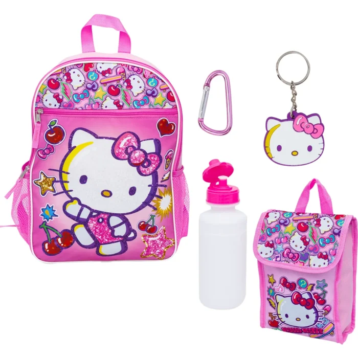 Hello Kitty 5 piece backpack set in bulk for school supply retailers