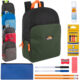 15 inch two tone backpack with 12 piece school supply kit in assorted colors