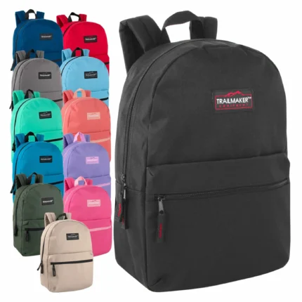 17-inch classic backpacks 12 colors pack for school and donation use