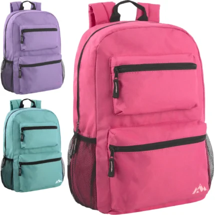 17-inch double front pocket backpack in 3 pastel color options