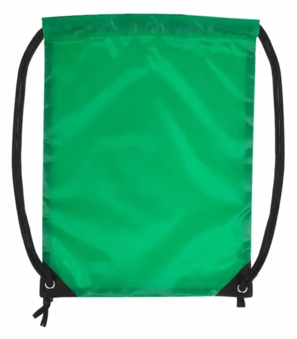 18-inch basic drawstring bag in green color for school gym and sports use