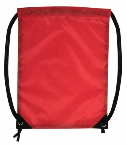 18-inch basic drawstring bag in red color for school gym and sports use