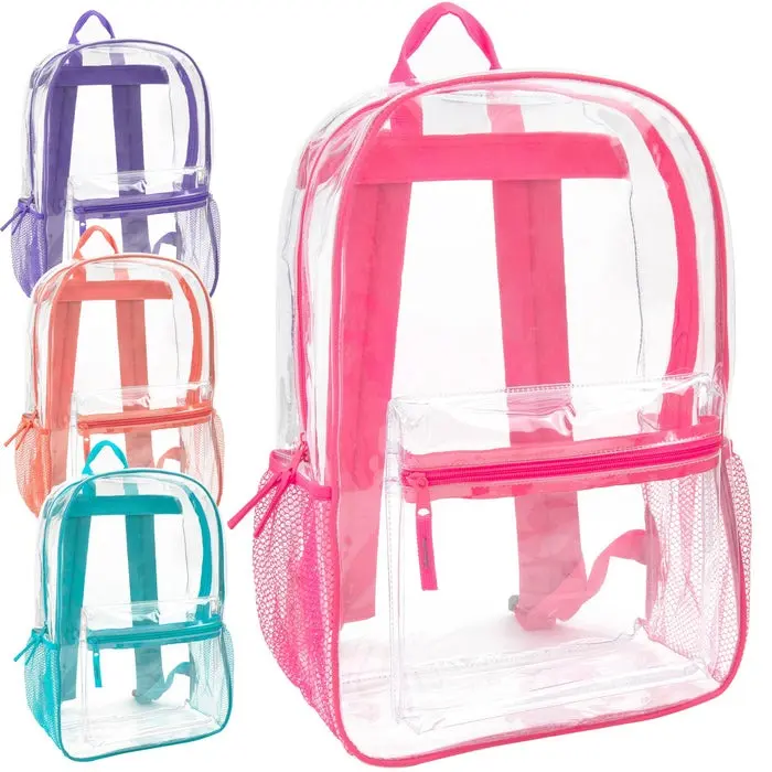 Wholesale 17 Inch Clear Pvc Girls Backpack 4 Assorted Colors IntoWholesale Wholesale 17 Inch Clear Pvc Girls Backpack 4 Assorted Colors