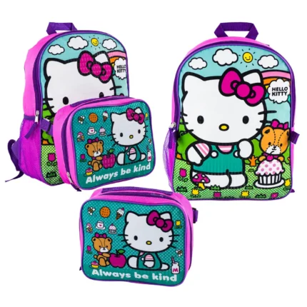 Hello Kitty 2 piece backpack and lunchbox set for school and everyday use